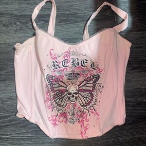 Rebels Pink Skull Butterfly Camisole